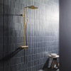 Hotbath Gal thermostatische regendoucheset met 22x22cm vierkante hoofddouche staafhanddouche messing geborsteld PVD SW656463