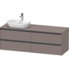 Duravit Ketho 2 wastafelonderbouwkast incl. consoleplaat met 4 laden voor waskom links 160x55x56.8cm met handgrepen antraciet basalt mat SW772692