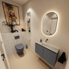 MONDIAZ TURE-DLUX 80cm toiletmeubel Dark Grey. EDEN wastafel Opalo positie midden. Zonder kraangat. SW1104273