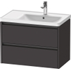 Duravit Ketho 2 wastafelonderbouwkast met 2 laden voor waskom rechts 78.4x45.5x54.9cm met grepen antraciet grafiet supermat SW772345