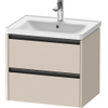 Duravit Ketho 2 wastafelonderbouwkast met 2 laden 63.4x45.5x54.9cm met grepen antraciet taupe mat SW772318