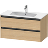 Duravit Ketho 2 wastafelonderbouwkast met 2 laden 101x48x55cm met grepen antraciet natuur eiken mat SW772263