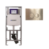 Geberit Inbouwreservoir - UP320 - QeramiQ metal bedieningsplaat - dualflush - ronde knoppen - metaal goud geborsteld SW976075