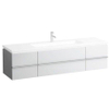 Laufen New Case Living Square onderbouwkast 129x47.6x45.9cm 2 lades. 2 deuren 2 glasplaten hout wit mat mat 0084243