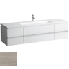 Laufen New Case Living Square onderbouwkast 129x47.6x45.9cm 2 lades. 2 deuren 2 glasplaten hout gek. eiken 0084244