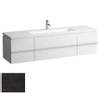 Laufen New Case Living Square onderbouwkast 129x47.6x45.9cm 2 lades. 2 deuren 2 glasplaten hout antraciet eiken 0084245