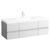 Laufen New Case Living Square onderbouwkast 129x47.6x45.9cm 2 lades. 2 deuren 2 glasplaten hout wit mat mat 0084237