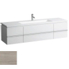 Laufen New Case Living Square onderbouwkast 129x47.6x45.9cm 1 lade. 2 deuren 2 glasplaten hout gek. eiken 0084241