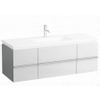 Laufen New Case Living Square onderbouwkast 129x47.6x45.9cm 1 lade. 2 deuren 2 glasplaten hout wit mat mat 0084234