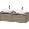 Duravit Ketho 2 wastafelonderbouwkast incl. consoleplaat met 2 laden voor dubbele waskommen 140x55x45.9cm met handgrepen antraciet eiken terra mat SW771831