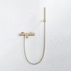 FugaFlow Eccelente Sobrado Badkamer Thermostatische badkraan met staafhanddouche, handdouchehouder en metalen doucheslang Geborsteld Messing PVD SW1124150