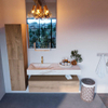 MONDIAZ ALAN - DLUX Badkamermeubelset - 120cm - onderkast - Washed Oak - 1 lade - vrijhangende wastafel - wasbak links - 1 kraangat - Frappe SW808798