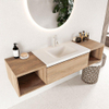 MONDIAZ BUKLA 160cm badmeubel met open module 40 L+R kleur Washed Oak met 2 lades. Wastafel CLOUD midden 1 kraangat kleur Talc. SW1382092