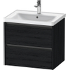 Duravit Ketho 2 wastafelonderbouwkast met 2 laden 63.4x45.5x54.9cm met grepen antraciet eiken zwart mat SW771828