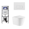QeramiQ Dely Toiletset - 36.3x51.7cm - diepspoel - rimless - Geberit UP320 Burda inbouwreservoir - softclose toiletzitting - mat witte bedieningsplaat - rechtehoekige knoppen - wit glans SW1102475