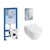 Villeroy & Boch Subway 2.0 toiletset met inbouwreservoir, softclose en quick release closetzitting en bedieningsplaat mat chroom SW10175