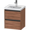 Duravit Ketho 2 Wastafelonderkast - 2 laden - 48.4x37.5x54.9cm - grepen antraciet - noten mat SW773102