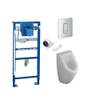 Villeroy en Boch Subway urinoirset met Grohe Rapid SL reservoir en Grohe Skate bediening chroom SW17625