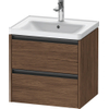 Duravit Ketho 2 Wastafelonderkast - 2 laden - 58.4x45.5x54.9cm - grepen antraciet - donker noten mat SW772719