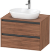 Duravit Ketho 2 wastafelonderbouwkast incl. consoleplaat met 2 laden 80x55x56.8cm met handgrepen antraciet noten mat SW773099