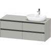 Duravit Ketho 2 wastafelonderbouwkast incl. consoleplaat met 4 laden voor waskom rechts 140x55x56.8cm met handgrepen antraciet betongrijs mat SW772676