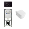 Villeroy en Boch Subway 2.0 Compact met zitting toiletset met geberit inbouwreservoir en sigma20 drukplaat zwart SW32465