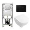 Villeroy & Boch O.novo Compact inbouwset met diepspoel wandcloset wit softclose zitting afdekplaat zwart SW46977