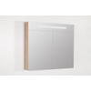 Saniclass Double Face spiegelkast 80x70x15cm verlichting geintegreerd met 2 links- en rechtsdraaiende spiegeldeuren MFC Legno Calore SW30766