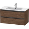 Duravit Ketho 2 wastafelonderbouwkast met 2 laden 101x48x55cm met grepen antraciet donker noten mat SW772232