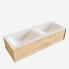 MONDIAZ LUSH Badkamermeubelset - 120cm - 1 lade - wastafel cloud - 2 wasbakken - 2 kraangaten - washed oak SW409337