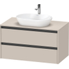 Duravit Ketho 2 wastafelonderbouwkast incl. consoleplaat met 2 laden 100x55x56.8cm met handgrepen antraciet taupe mat SW772824