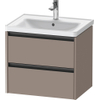 Duravit Ketho 2 wastafelonderbouwkast met 2 laden 63.4x45.5x54.9cm met grepen antraciet basalt mat SW772214
