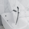 Fortifura Nebbio Badcombinatie-set - thermostaatkraan - inbouwdeel - inbouw uitbreiding - wandaansluitbocht - gladde doucheslang - ronde handdouche - badafvoer opbouw - geborsteld gunmetal PVD SW1238084