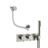 Crosswater MPRO inbouw thermostatisch bad/douchekraan horizontaal met handdouche set en bad klikwaste & vulcombinatie geborsteld RVS SW108533