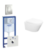 Wiesbaden Vesta Spoelrandloos toiletset bestaande uit inbouwreservoir, toiletpot met softclose toiletzitting en bedieningsplaat mat chroom SW110948