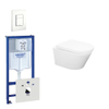 Wiesbaden Vesta Spoelrandloos toiletset bestaande uit inbouwreservoir, toiletpot met softclose toiletzitting en bedieningsplaat wit SW110949