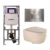 QeramiQ Dely Swirl Toiletset - 36.3x51.7cm - Geberit UP320 Burda inbouwreservoir - slim zitting - steel bedieningsplaat - ronde knoppen - beige SW1130214