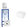 QeramiQ Salina Toiletset - inbouwreservoir - spoelrandloos - wandcloset - softclose - bedieningsplaat verticaal/horizontaal RVS SW158376