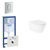 QeramiQ Salina Toiletset - inbouwreservoir - spoelrandloos - wandcloset - softclose - bedieningsplaat verticaal mat chroom SW158378