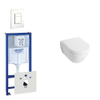 Villeroy en Boch Subway Compact toiletset bestaande uit inbouwreservoir, diepspoel wandcloset met toiletzitting en bedieningsplaat verticaal/horizontaal wit SW158382