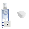 Villeroy en Boch Subway Compact toiletset bestaande uit inbouwreservoir, diepspoel wandcloset met toiletzitting en bedieningsplaat verticaal/horizontaal RVS SW158383