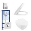 Villeroy en Boch ViFresh toiletset bestaande uit inbouwreservoir, diepspoel wandcloset met softclose toiletzitting en bedieningsplaat verticaal/horizontaal mat chroom SW158514