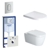 Duravit ME by Starck toiletset bestaande uit inbouwreservoir, diepspoel compact wandcloset met softclose toiletzitting en bedieningsplaat verticaal mat chroom SW158526