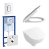 Villeroy en Boch O.Novo toiletset - compact - met inbouwreservoir - softclose en quickrelease zitting - bedieningsplaat verticaal wit SW158850