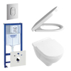 Villeroy & Boch O.Novo Toiletset - softclose en quickrelease zitting – bedieningsplaat verticaal chroom - wit SW159222