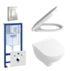 Villeroy & Boch O.Novo Toiletset – compact - softclose en quickrelease zitting – bedieningplaat verticaal/horizontaal chroom mat - wit SW159226