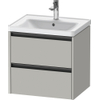 Duravit Ketho 2 Wastafelonderkast - 2 laden - 58.4x45.5x54.9cm - grepen antraciet - betongrijs mat SW772669
