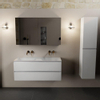Mondiaz Aivy badmeubelset - 120x45x50cm - 0 kraangaten - 2 wasbakken talc Solid surface - Links en rechts - 2 lades - Met spiegelkast - MDF Talc SW892244