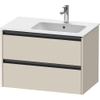 Duravit Ketho 2 wastafelonderbouwkast met 2 laden voor waskom rechts 81x48x54.9cm met grepen antraciet taupe supermat SW772123