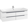 Villeroy & Boch Subway 2.0 wastafelonderbouw 128,7x44,9x41,6cm met 4 lade voor meubelwastafel 7176 130cm matwit 1024259